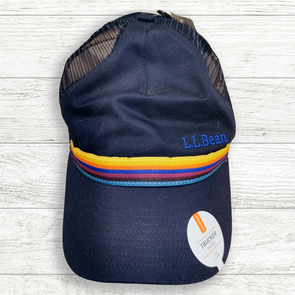 L.L. Bean Navy Cap with Multicolor Stripe